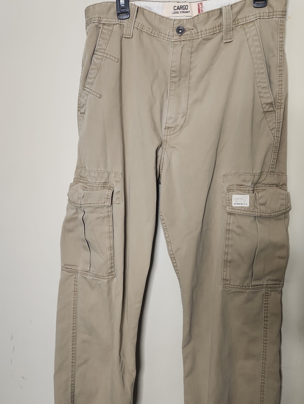 Men's Baggy Levis Cargo Loose Straight Y2K Pants - Khaki